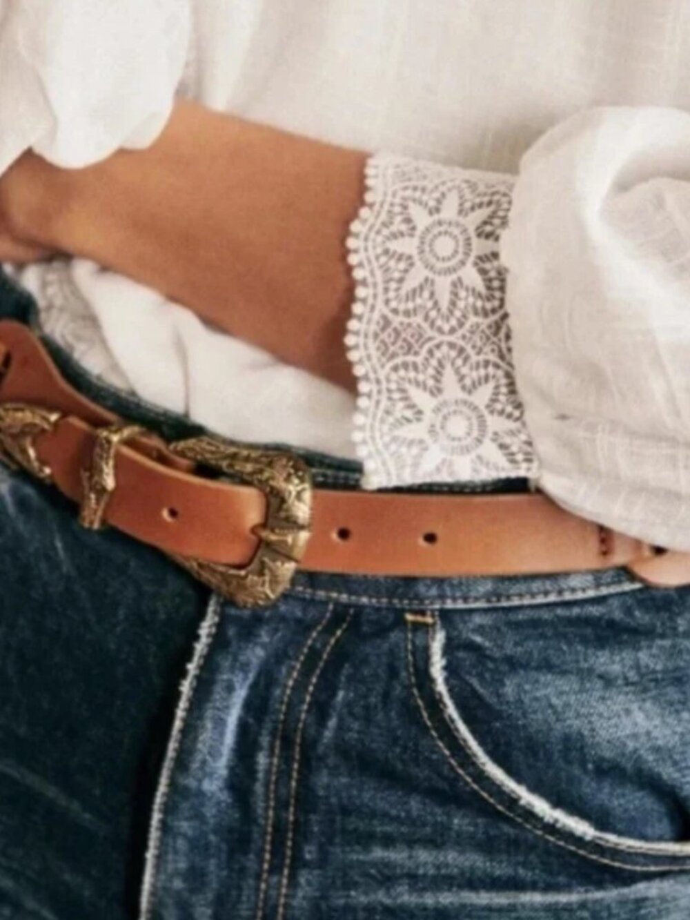 Sezane Ellie Belt Cuir Naturel Héritage - Size 85 - Picture 2 of 6